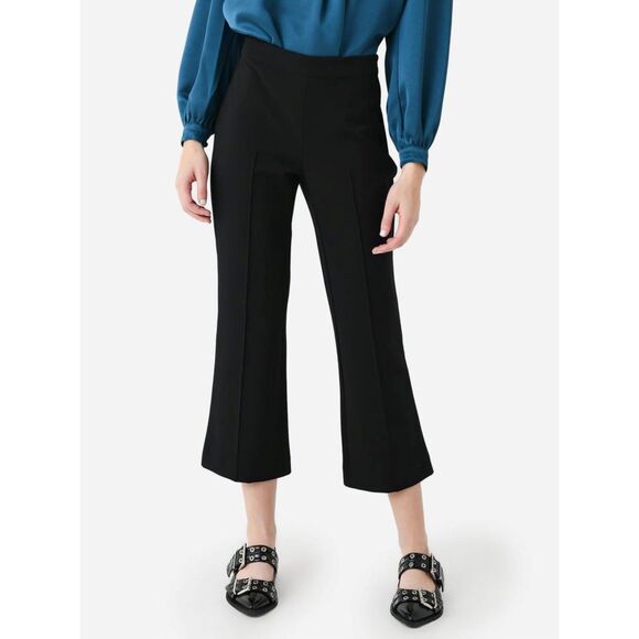 Vince Mid Rise Pintuck Crop Flare Pants Side Zip Slacks Pockets
